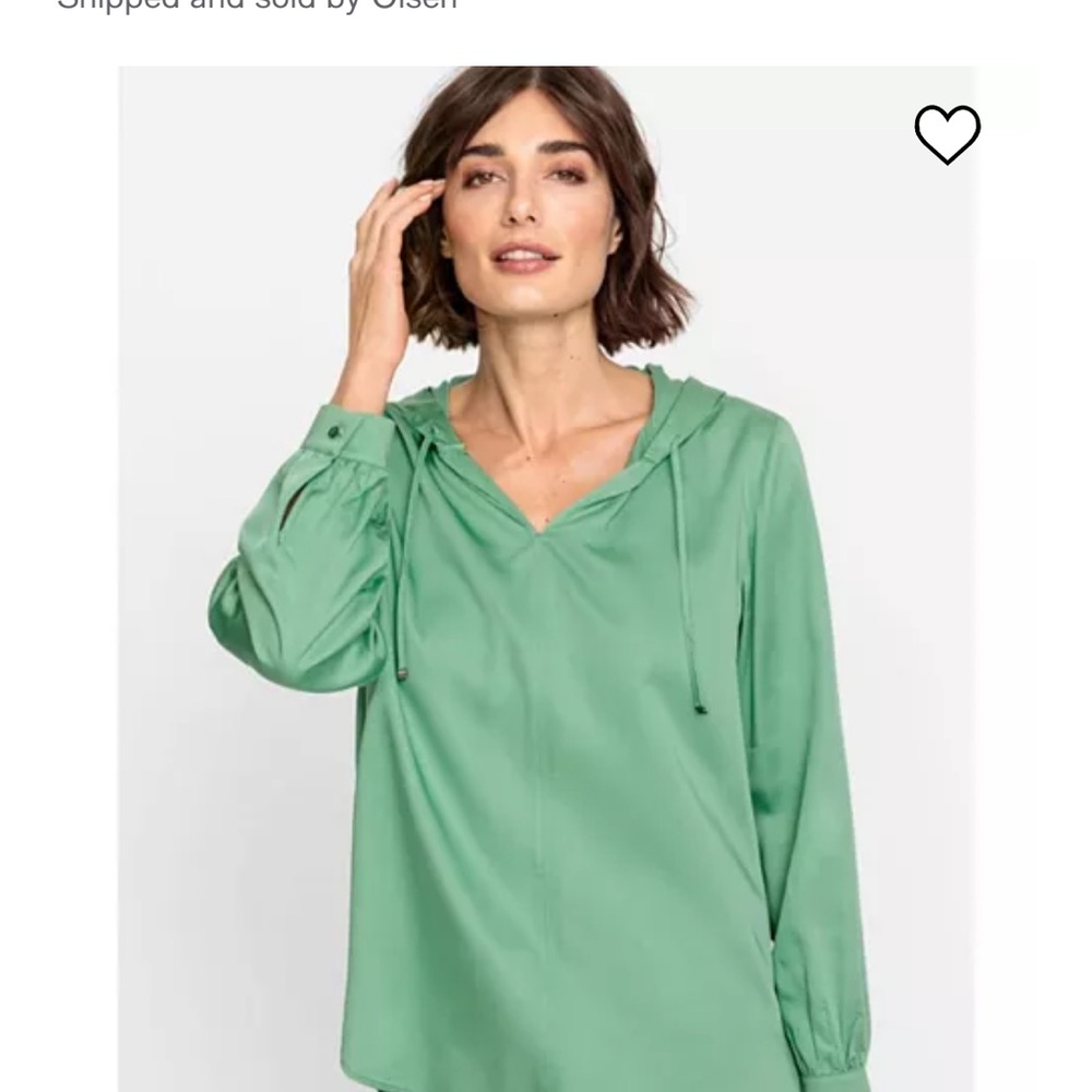 OLSEN Women's Satin Effect Hoodie Blouse